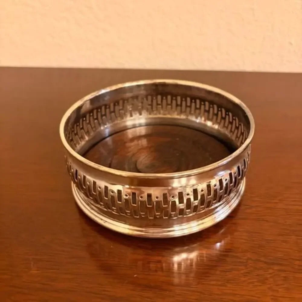 Vintage Silver Plated Wine Bottle Coaster - Made in England